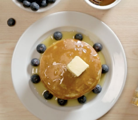 Blueberry pancakes with soya milk