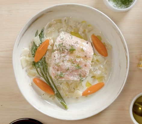 Poached Salmon with Soya Milk